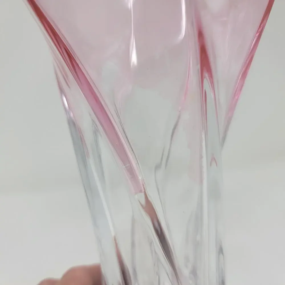 Vintage VTG Spiral Swirl Pattern Pink Ambre Flower Vase